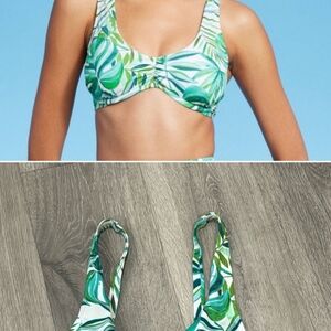 Tropical Leaf Print Bikini Top 34D And Bottom 8-10